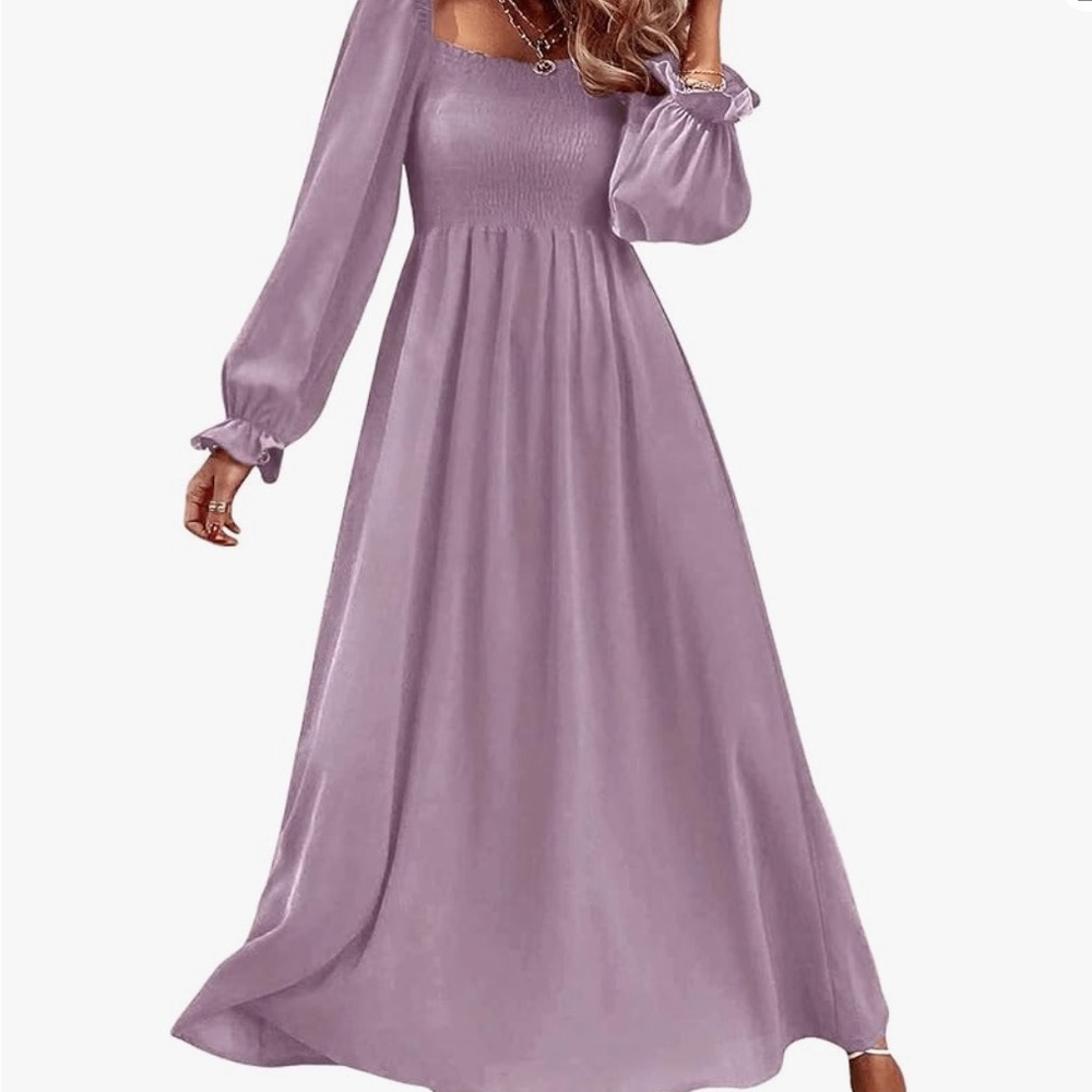 Elegant Lavender Long Sleeve Dress